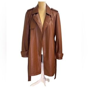 NWT Bagatelle faux leather Brown jacket with tie waist size S